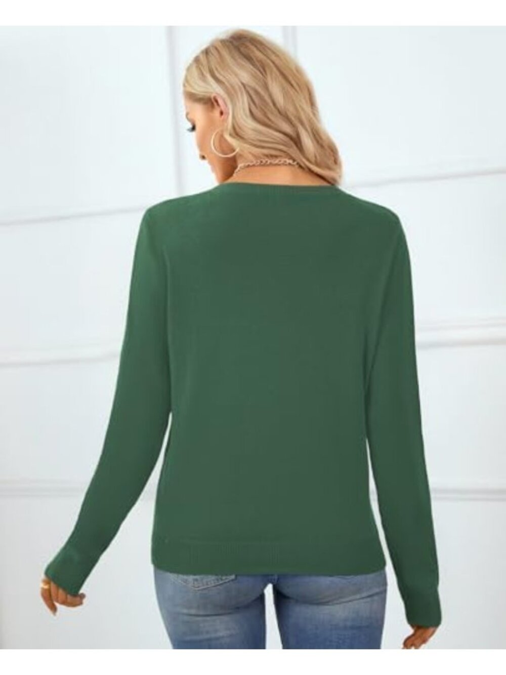 Lightweight 100% Cotton Long Sleeve Pullover Sweater for Women - Cozy & Stylish - Picture 2 of 6